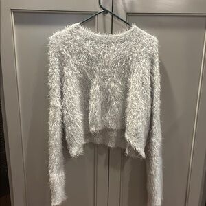 Urban outfitters cozy Fuzzy silver Sweater